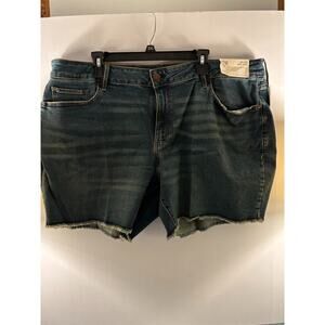 A.N.A.‎ Denim Shorts Women 22W Mid-Rise Midi Dark Tinted Fade Raw Hem Plus